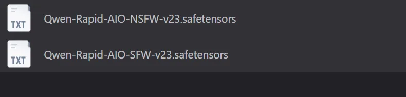 两个TXT文件图标及对应的safetensors模型名称 基础制图模型推荐（SDXL/FLUX/Qwen/Z-Image/Wan）