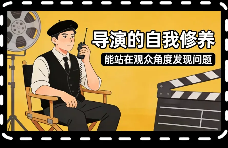 男子坐导演椅持对讲机,配场记板与导演自我修养标题 AI动漫教学6+7:连贯镜头技巧与衔接
