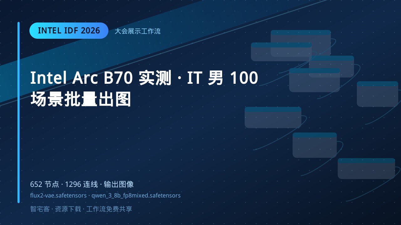 Intel Arc B70 实测 · IT 男 100 场景批量出图