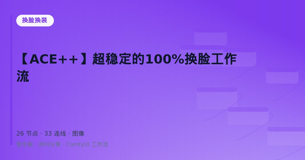 【ACE++】超稳定的100%换脸工作流