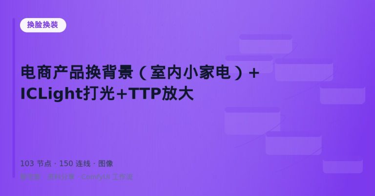 电商产品换背景（室内小家电）+ICLight打光+TTP放大