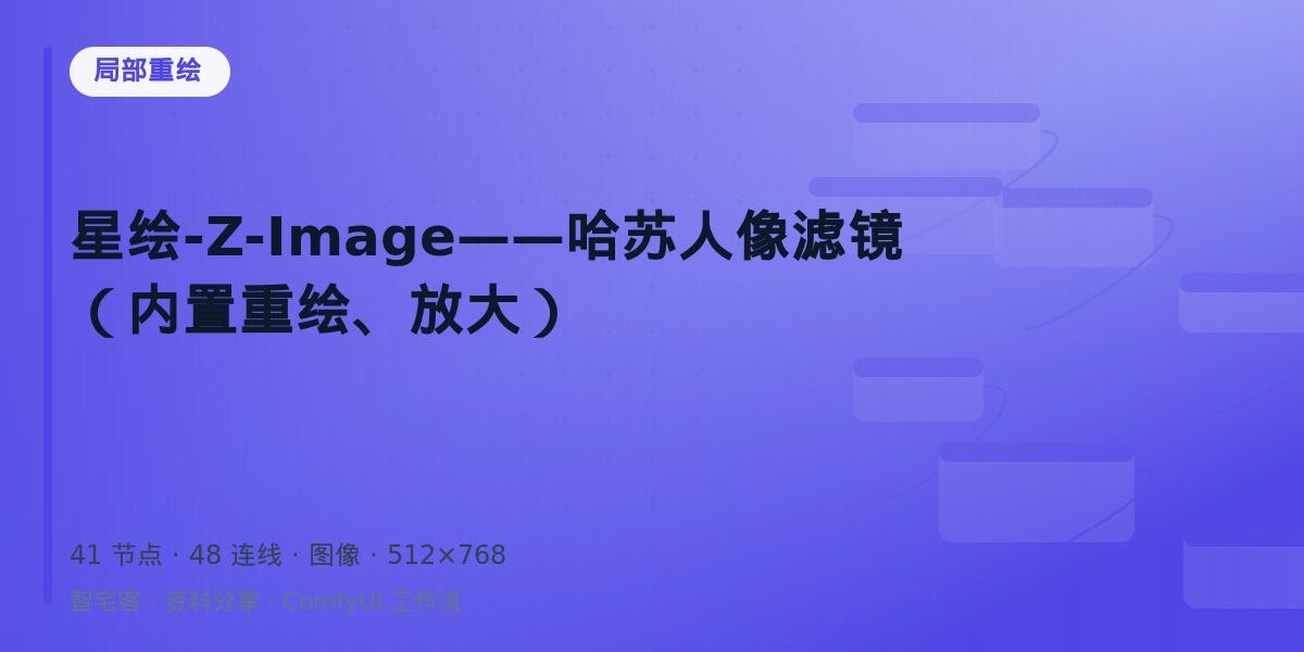 星绘-Z-Image——哈苏人像滤镜(内置重绘、放大) 封面