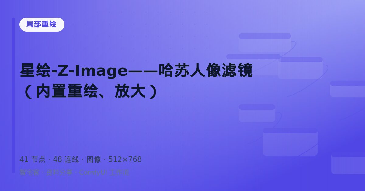 星绘-Z-Image——哈苏人像滤镜(内置重绘、放大)
