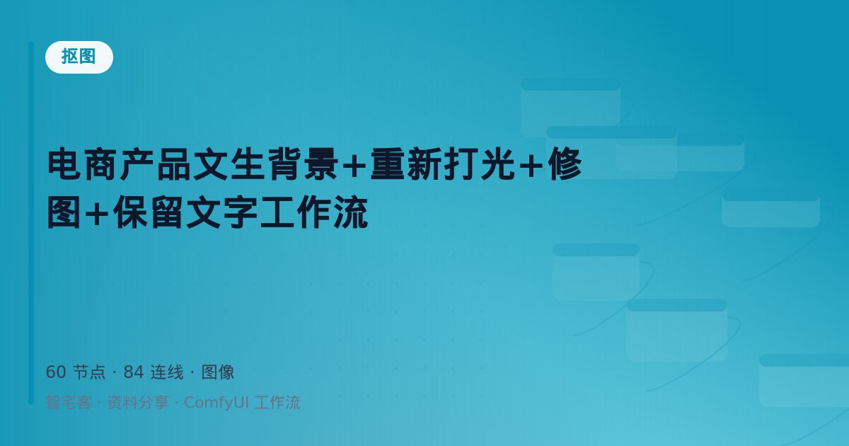 电商产品文生背景+重新打光+修图+保留文字工作流
