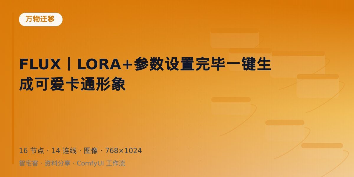 FLUX丨LORA+参数设置完毕一键生成可爱卡通形象 封面