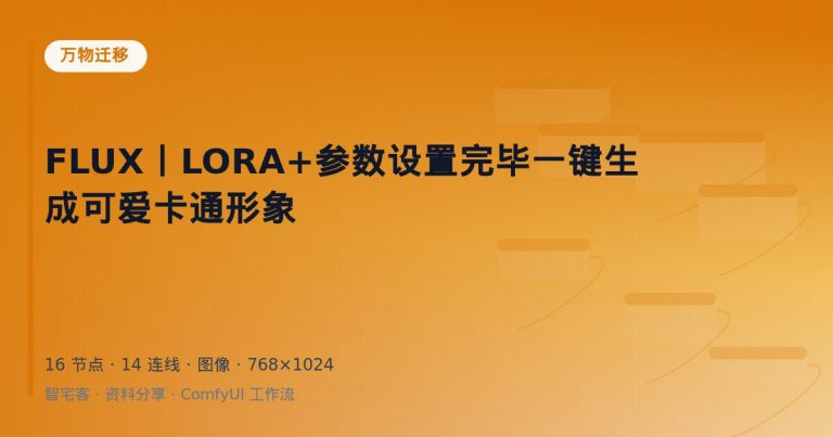 FLUX丨LORA+参数设置完毕一键生成可爱卡通形象