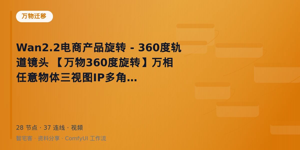 Wan2.2电商产品旋转 – 360度轨道镜头 【万物360度旋转】万相任意物体三视图IP多角度 封面