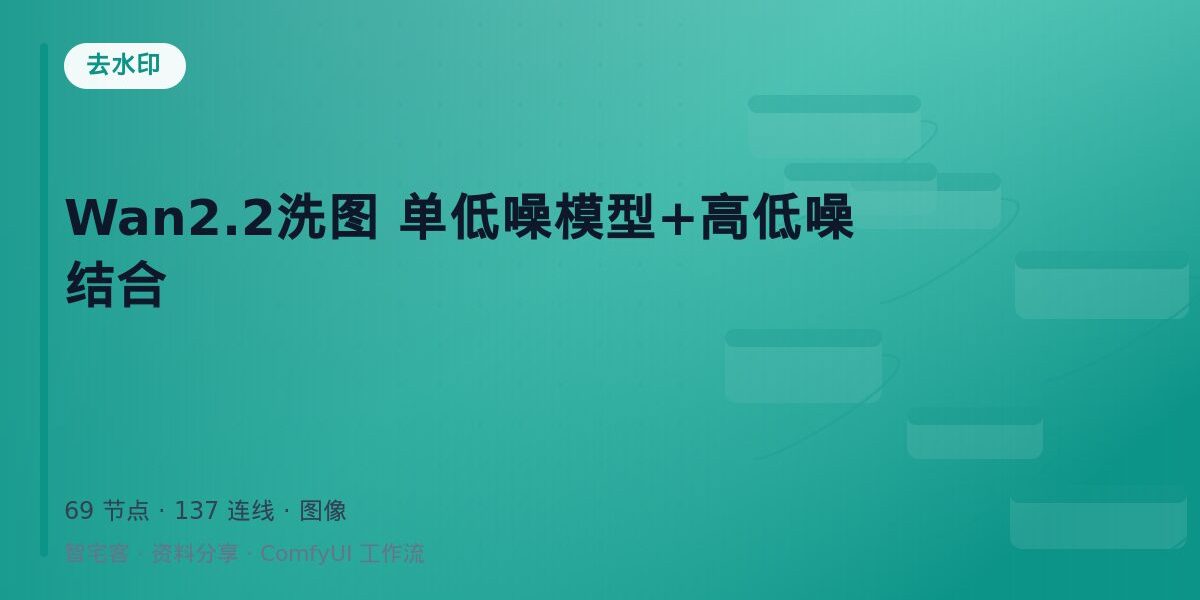Wan2.2洗图 单低噪模型+高低噪结合 封面